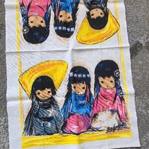 Ettore Ted DeGrazia 1960's Vintage Linen Tea Towel